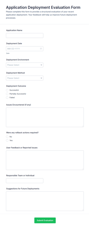 Application Deployment Evaluation Form Template