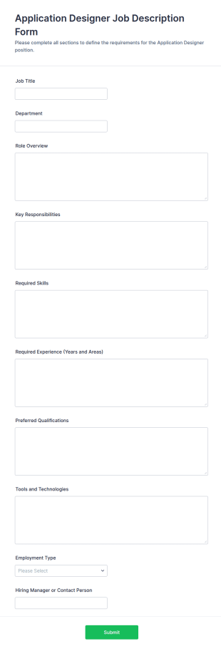 Application Designer Job Description Form Template
