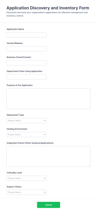 Application Discovery And Inventory Form Template