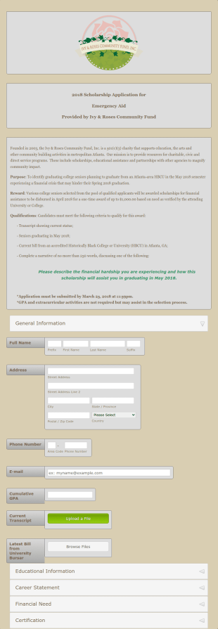Application For Emergency Aid Form Template