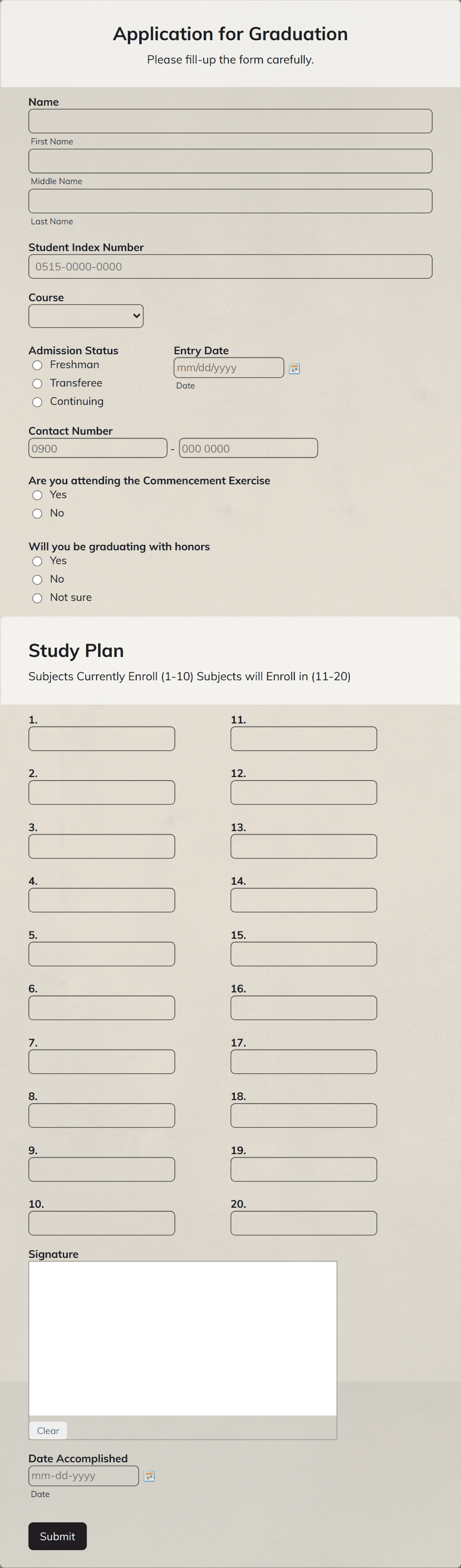 Graduation Application Form Template | Jotform