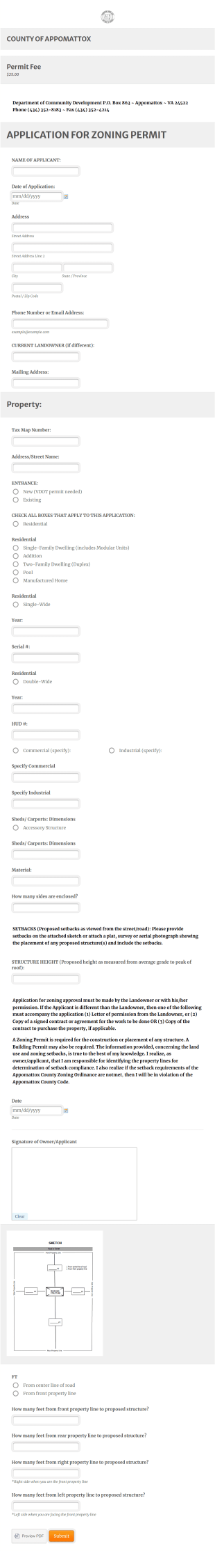 Zoning Permit Application Form Template
