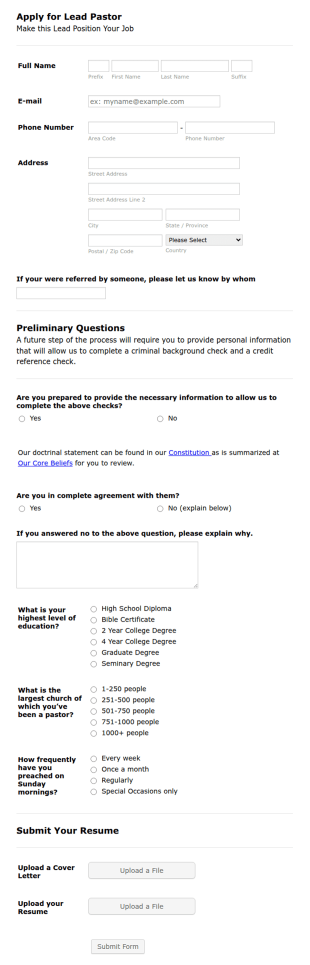 Application Form Apply For Lead Job Position