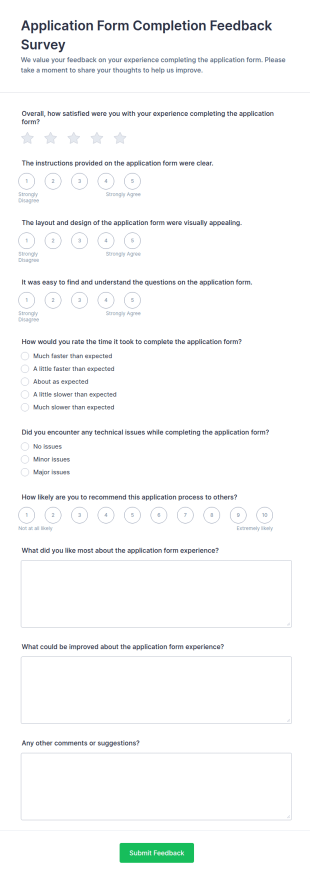 Application Form Completion Feedback Survey
