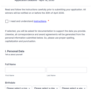 Sample Scholarship Application Form Template
