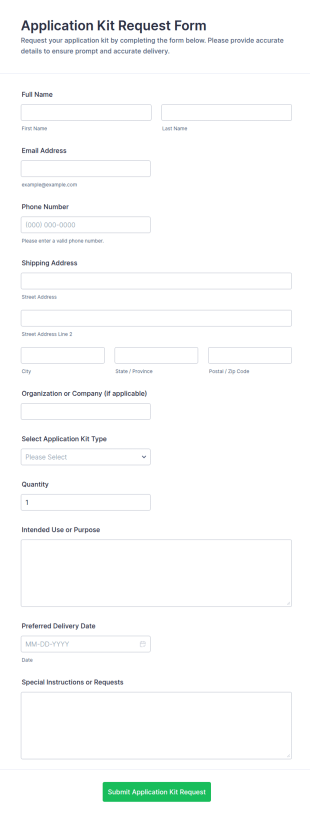 Application Kit Request Form Template