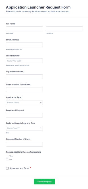 Application Launcher Request Form Template