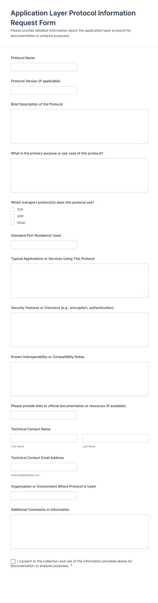 Application Layer Protocol Information Request Form Template