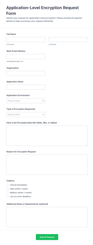 Application Level Encryption Request Form Template