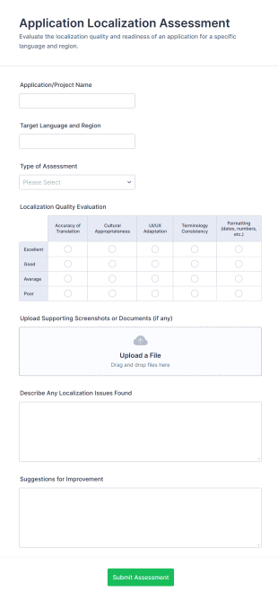 Application Localization Assessment Form Template