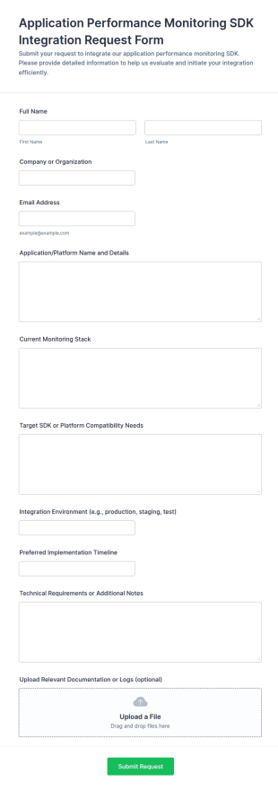 Application Performance Monitoring SDK Integration Request Form Template