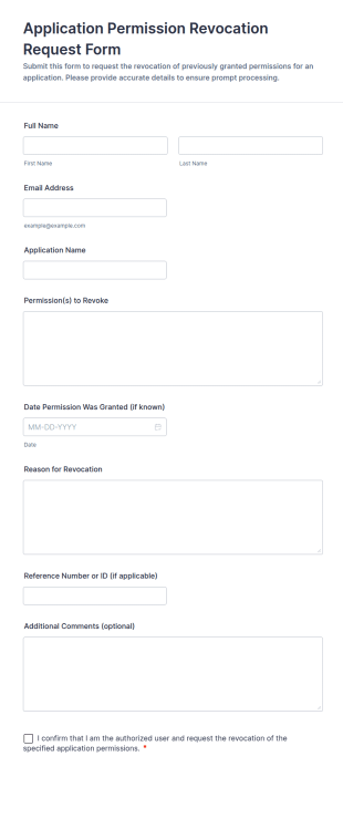 Application Permission Revocation Request Form Template