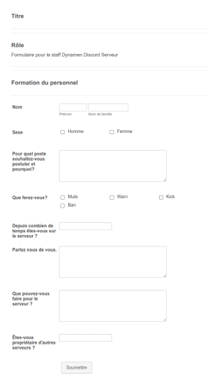 Application Pour Le Staff Discord