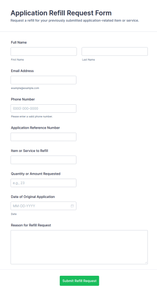 Application Refill Request Form Template