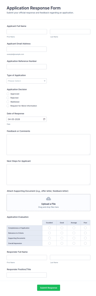 Application Response Form Template