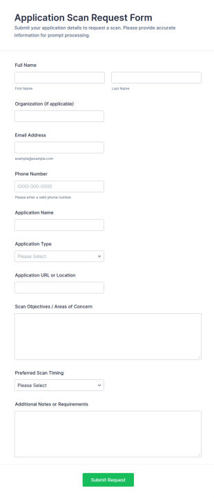 Application Scan Request Form Template
