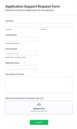 Application Support Request Form Template