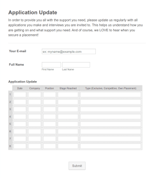 Application Update Form Template