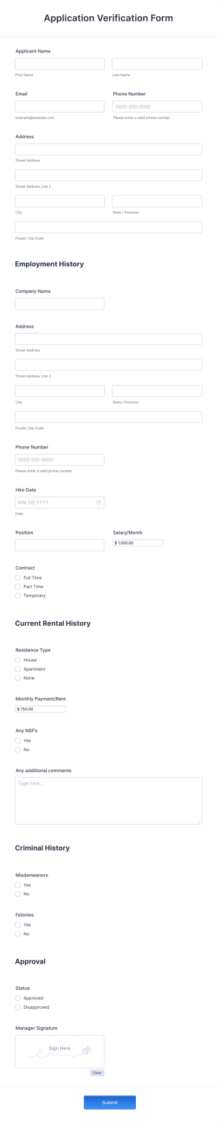 Application Verification Form Template
