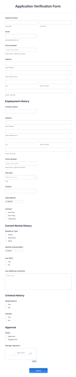 Application Verification Form Template