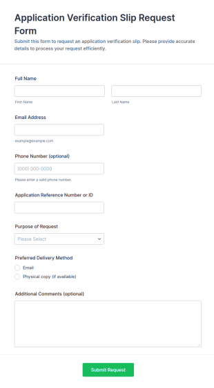 Application Verification Slip Request Form Template