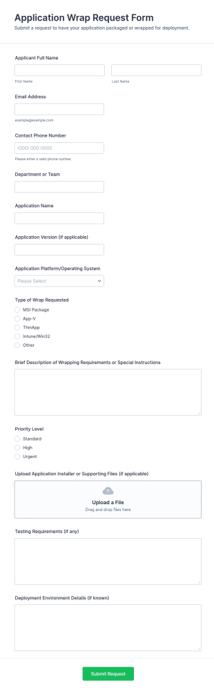 Application Wrap Request Form Template
