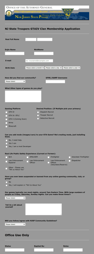 Clan Membership Application Form Template