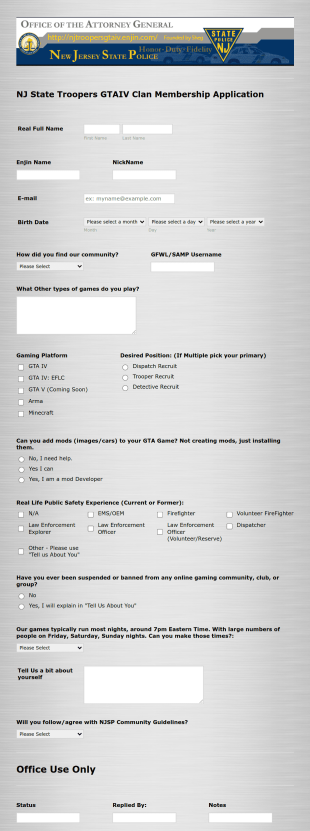 Clan Membership Application Form Template