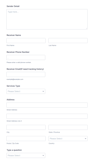 Apply Send Parcel Form Template