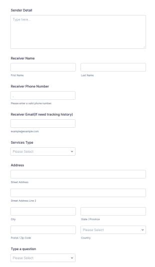 Apply Send Parcel Form Template