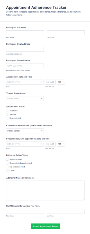 Appointment Adherence Tracker Form Template
