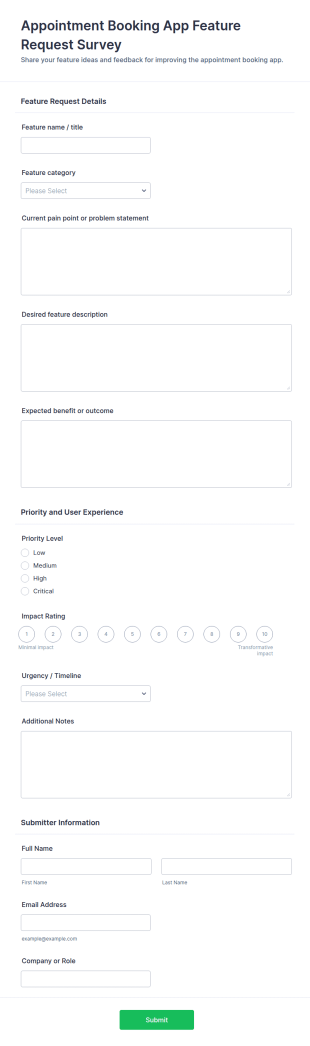 Appointment Booking App Feature Request Form Template