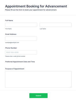 Appointment Booking Form For Advancement