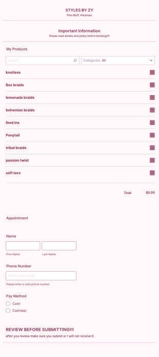 Appointment Form Zy
