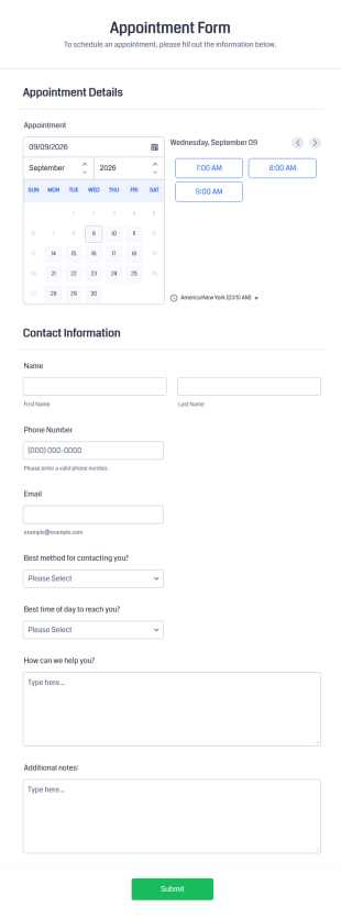 Appointment Form Template
