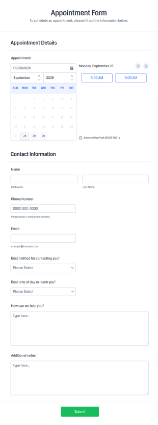 Appointment Form Template
