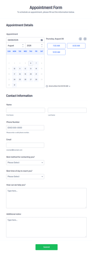 Appointment Form Template
