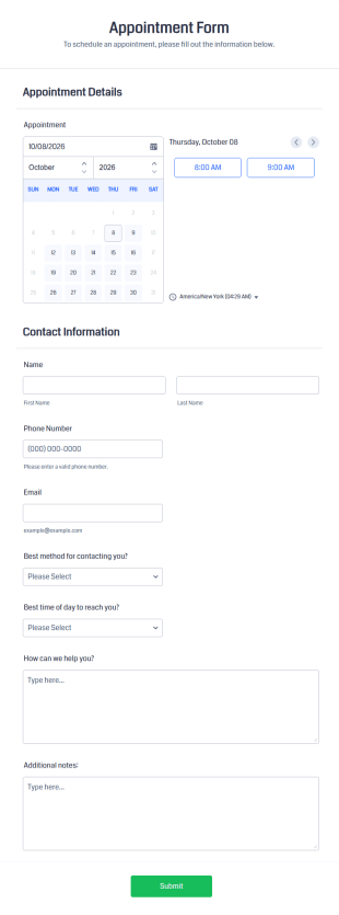 Appointment Form Template