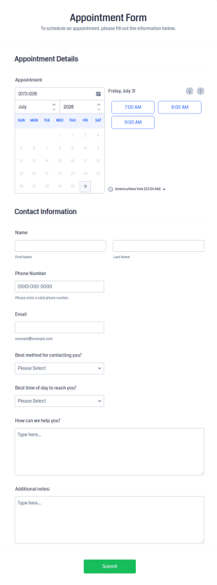 Appointment Form Template