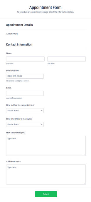 Appointment Form Template