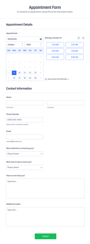 Appointment Form Template