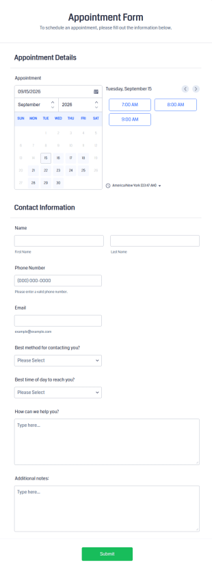 Appointment Form Template