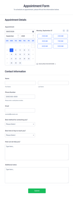 Appointment Form Template