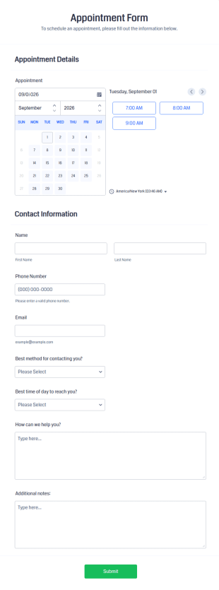 Appointment Form Template