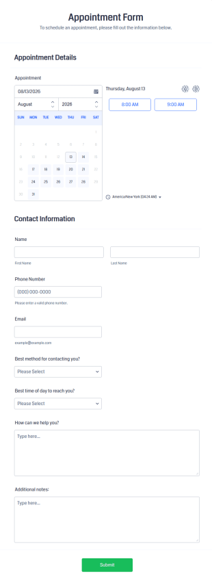 Appointment Form Template