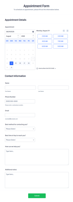 Appointment Form Template