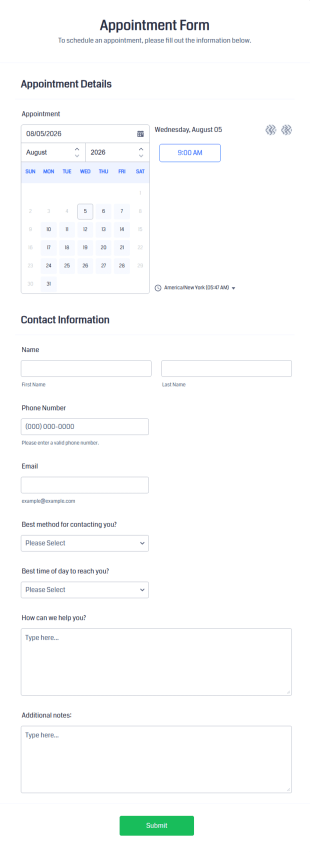 Appointment Form Template
