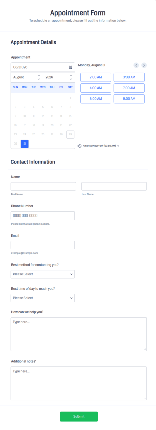 Appointment Form Template
