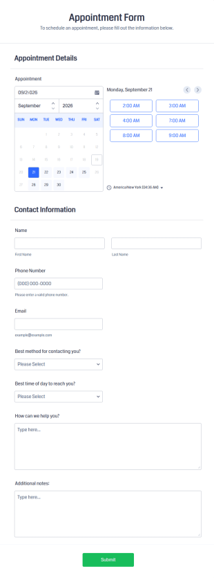 Appointment Form Template