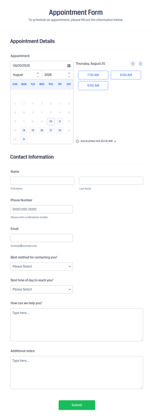 Appointment Form Template
